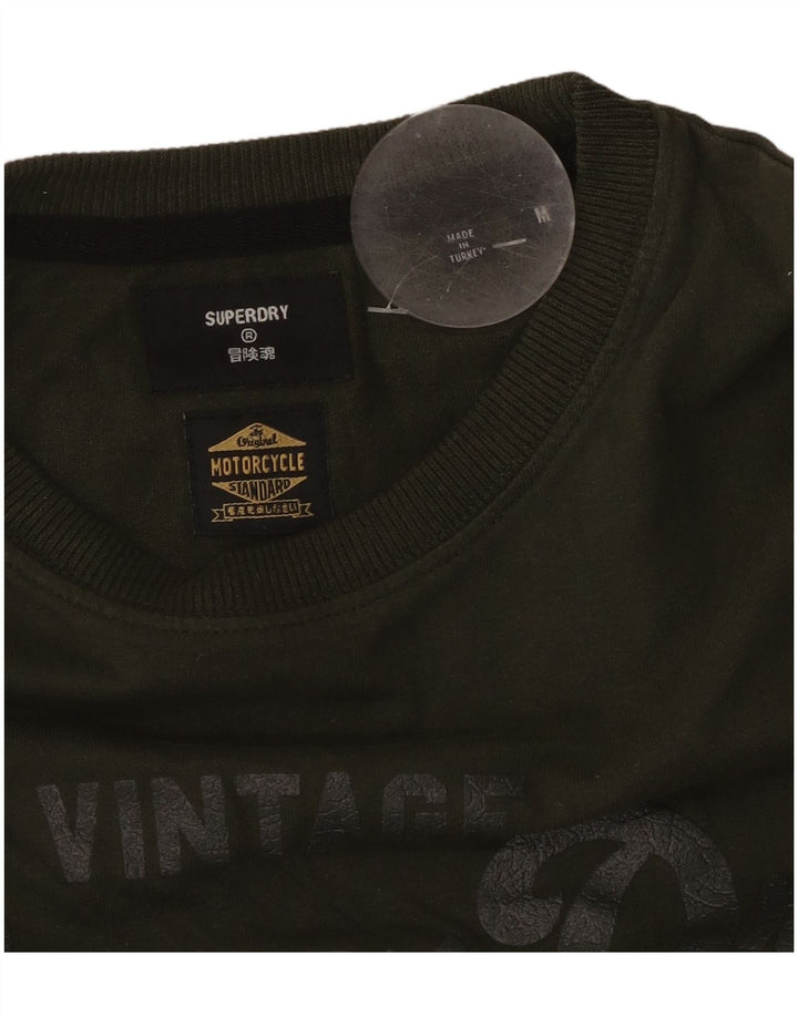 SUPERDRY Мужская мотоциклетная футболка с рисунком, средний цвет, хаки