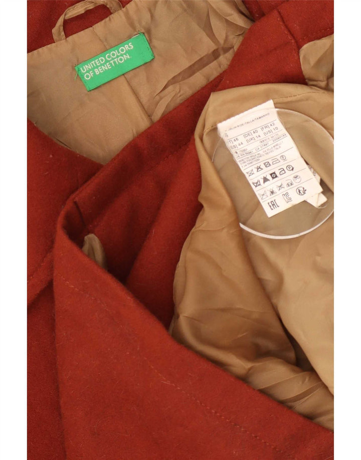 Женское бушлат Benetton UK 14, большой размер, коричневая шерсть