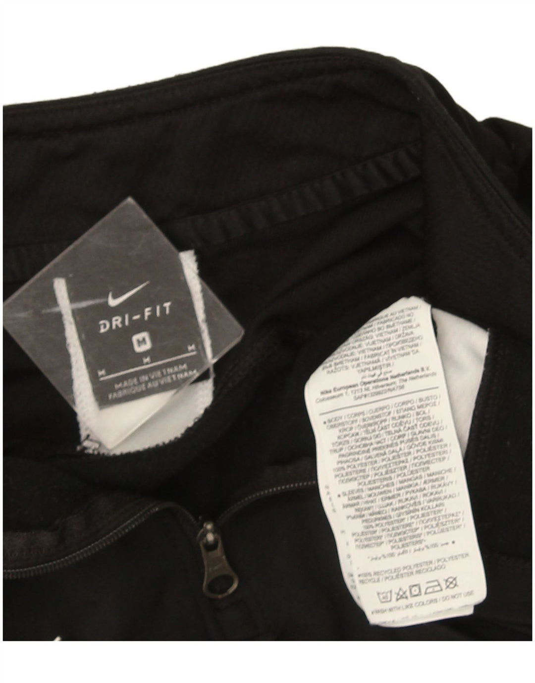 Мужской пуловер с воротником на молнии Nike Dri Fit, спортивный костюм среднего размера, черный с цветными блоками