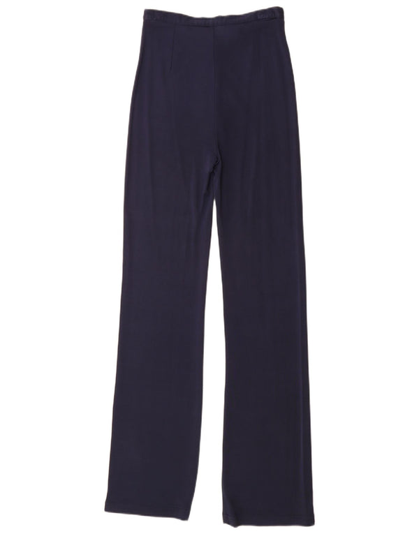 Stefanel Womens High Waist Casual Trousers EU 38 XS W26 L33 Navy Blue