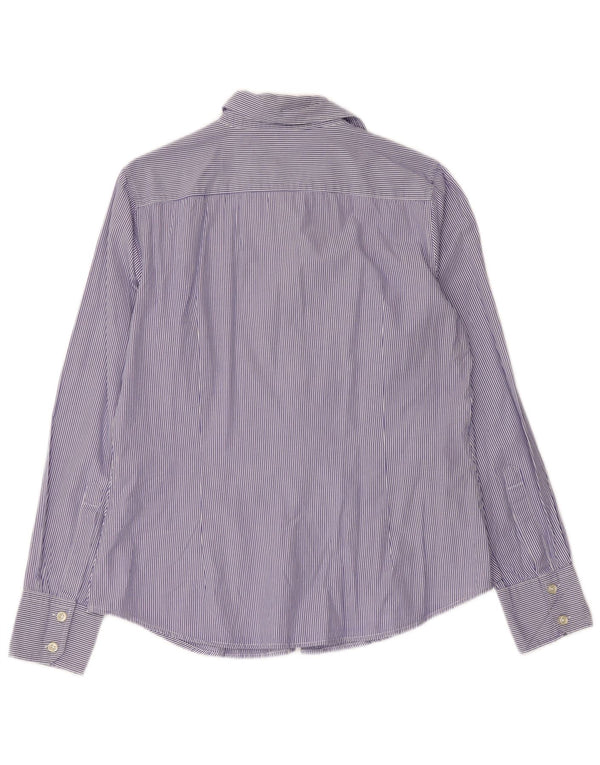 Рубашка женская BENETTON UK 16, большая синяя хлопковая полоска