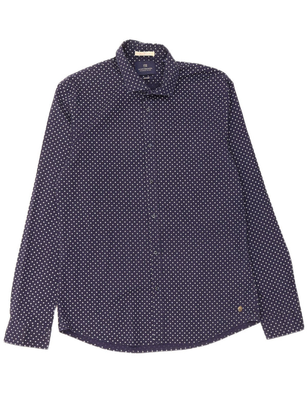 Мужская рубашка Scotch & Soda XL, темно-синяя, пятнистая, хлопковая
