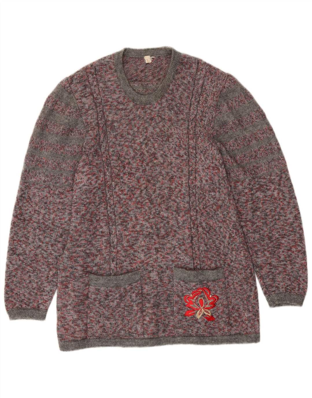 ВИНТАЖНЫЙ женский джемпер с круглым вырезом, Великобритания, 16, большой, разноцветный, в крапинку