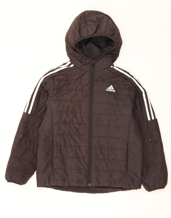 Утепленная куртка Adidas с капюшоном для мальчиков 10-11 лет, средний черный полиэстер