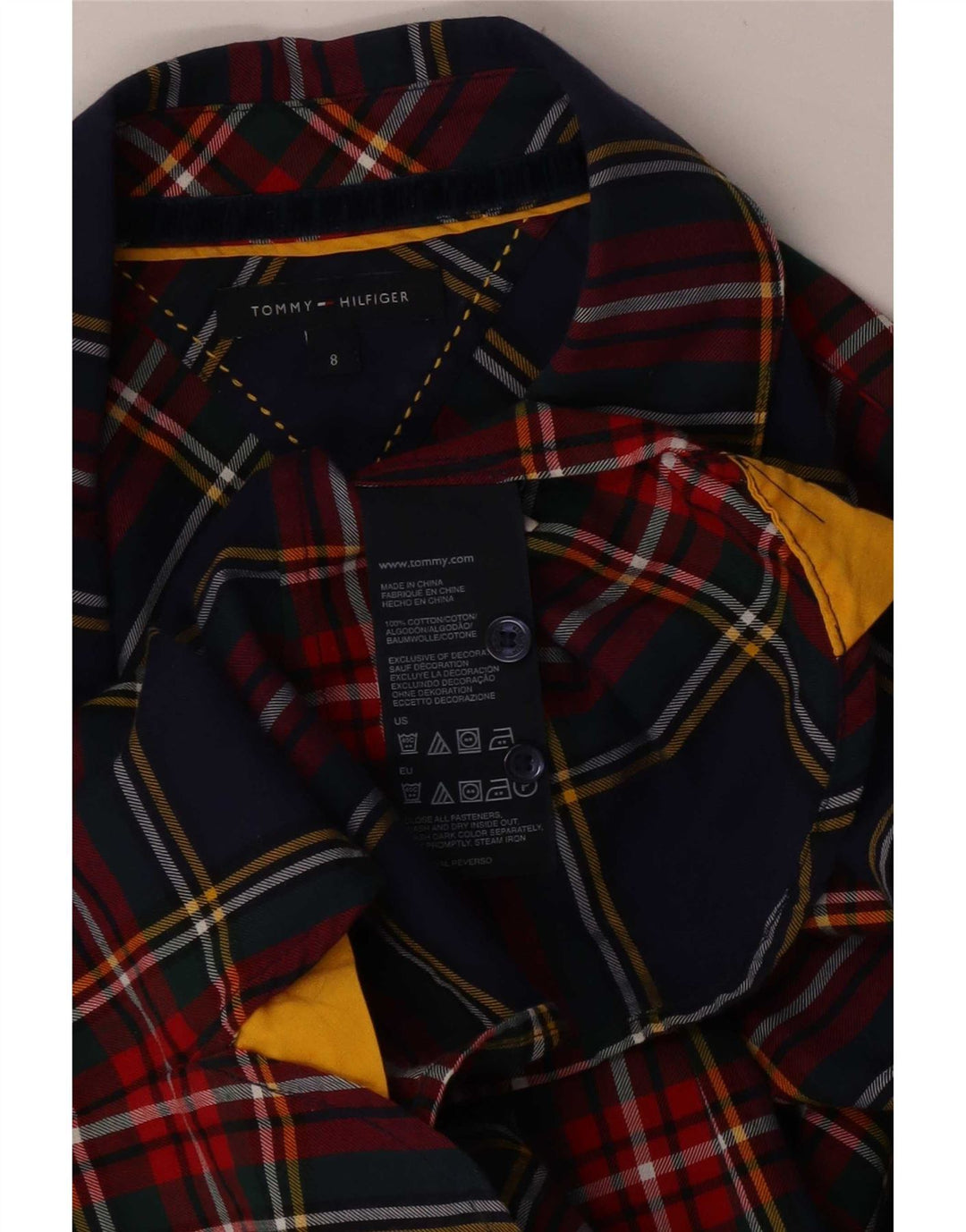 Женская фланелевая рубашка Tommy Hilfiger US 8, средний темно-синий цвет в клетку, хлопок