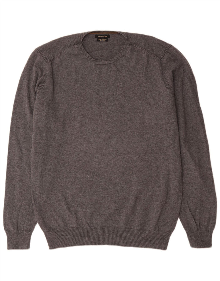 Мужской джемпер с круглым вырезом Massimo Dutti XL, серый хлопок