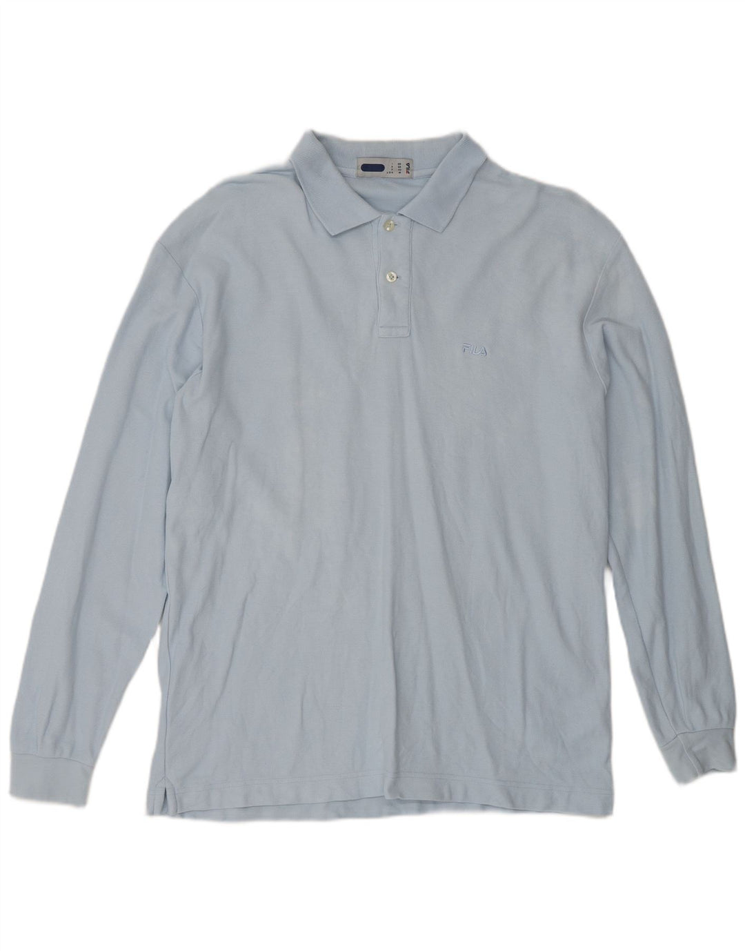 FILA Мужская рубашка-поло свободного кроя с длинным рукавом IT 50, средний синий хлопок