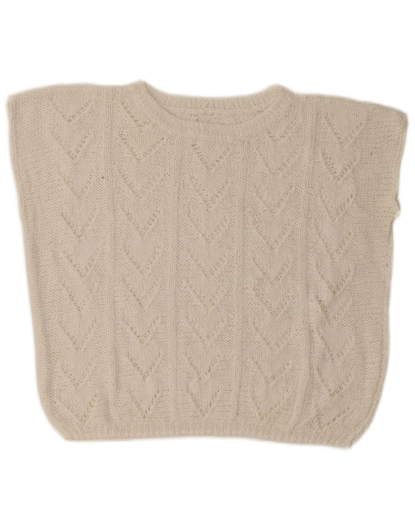 Винтажный женский укороченный жилет-майка UK 14, большой белый цвет