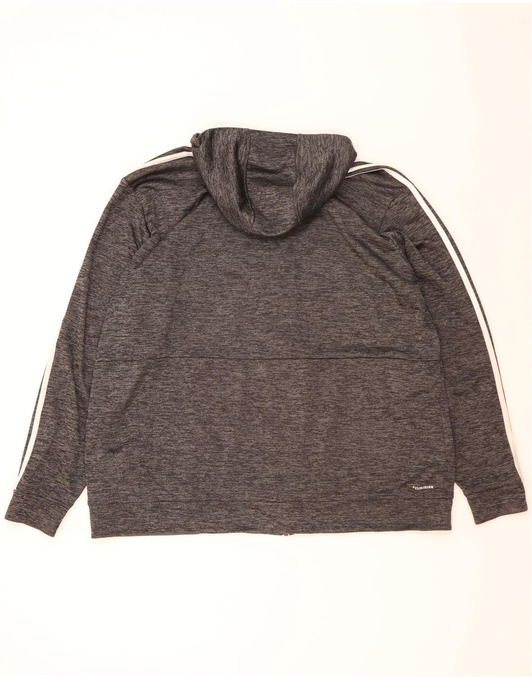 Мужской свитер с капюшоном ADIDAS Climalite на молнии 2XL, серый полиэстер с крапинками