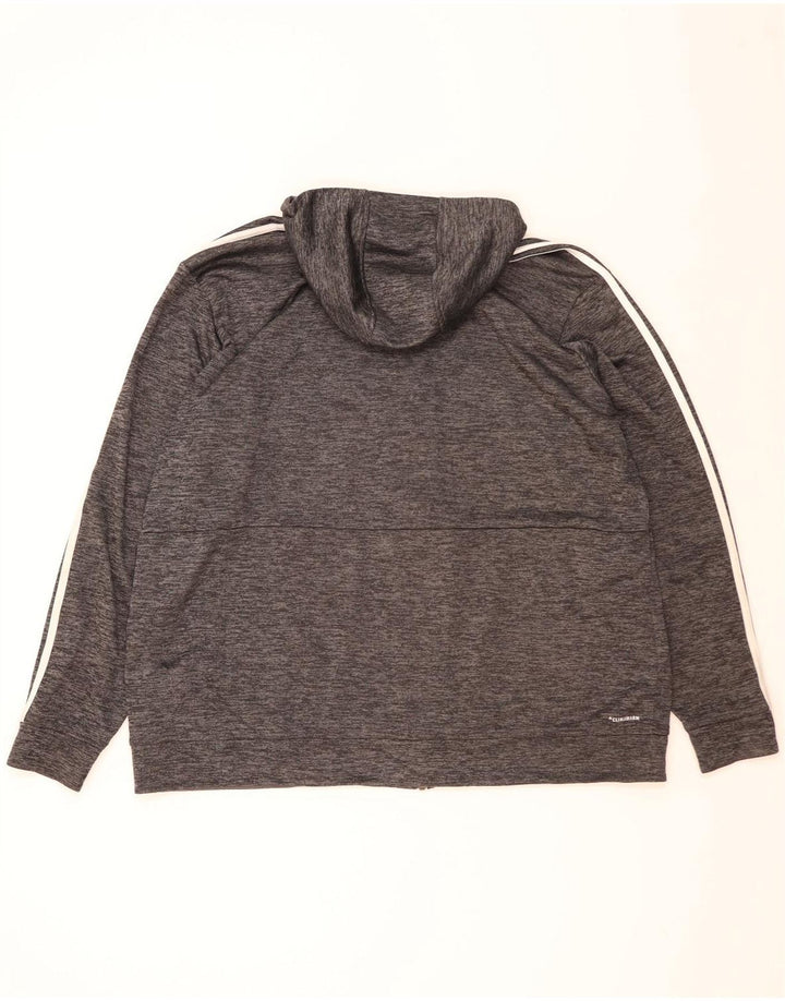 Мужской свитер с капюшоном ADIDAS Climalite на молнии 2XL, серый полиэстер с крапинками
