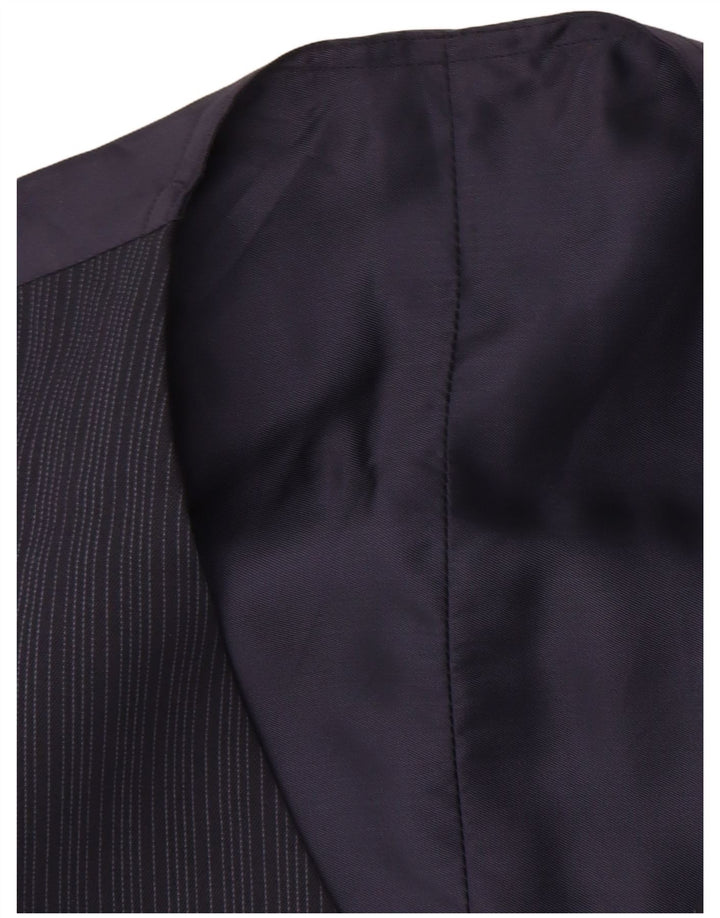 Винтажный мужской жилет маленький темно-синий в тонкую полоску