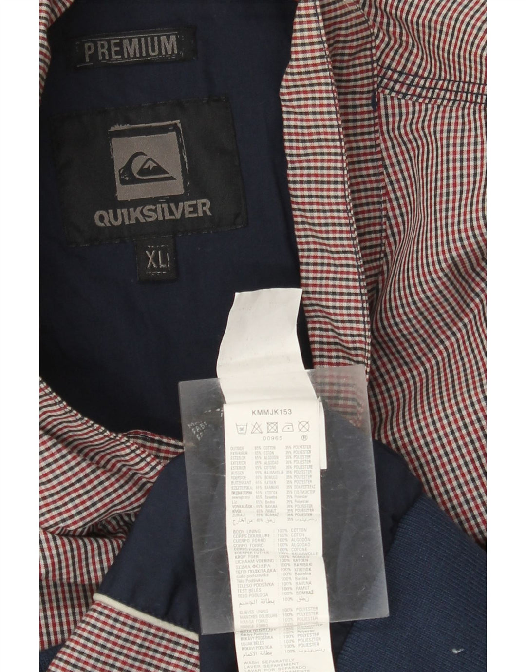 Мужской бомбер Quiksilver UK 42 XL, красный хлопок в мелкую клетку