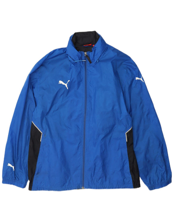 Мужская дождевик с капюшоном Puma UK 38, средний синий, нейлон с цветными блоками