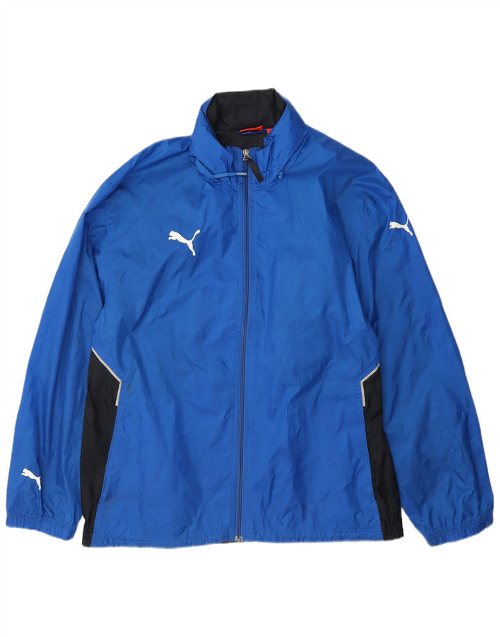 Мужская дождевик с капюшоном Puma UK 38, средний синий, нейлон с цветными блоками