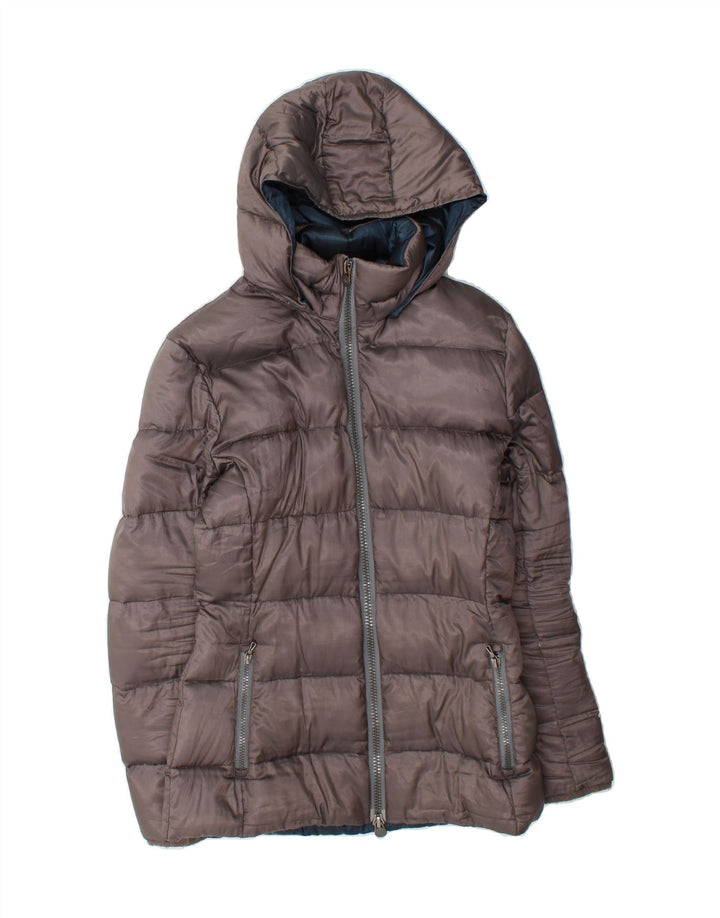 COLMAR Womens Hooded Padded Jacket UK 14 Medium Grey Vintage Colmar and Second-Hand Colmar from Messina Hembry 