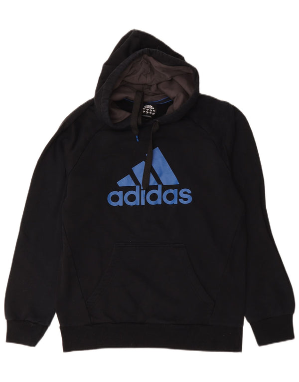 Мужской джемпер с капюшоном Adidas с рисунком, средний черный, хлопок