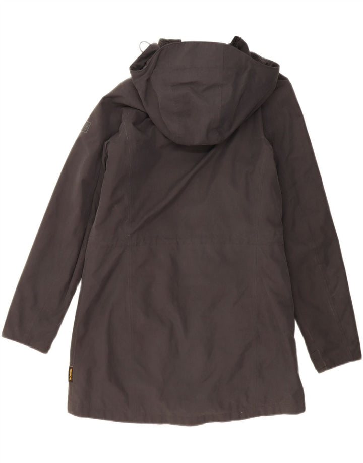 JACK WOLFSKIN Womens Hooded Windbreaker Coat UK 12 Medium Grey Polyester