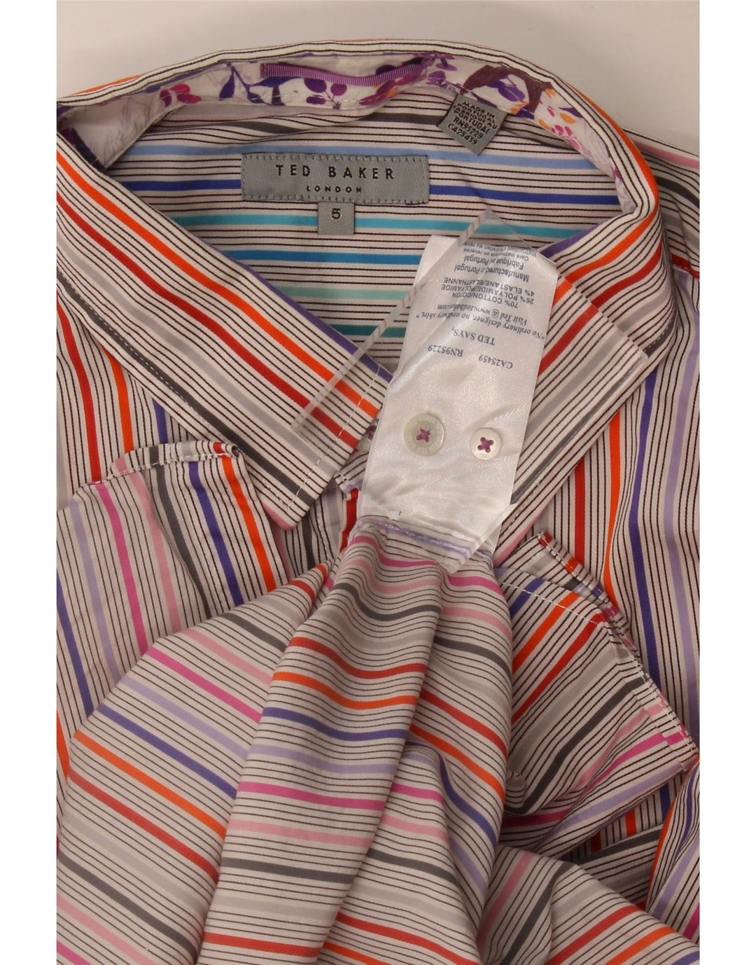 Мужская рубашка Ted Baker, размер 5 XL, хлопок в разноцветную полоску