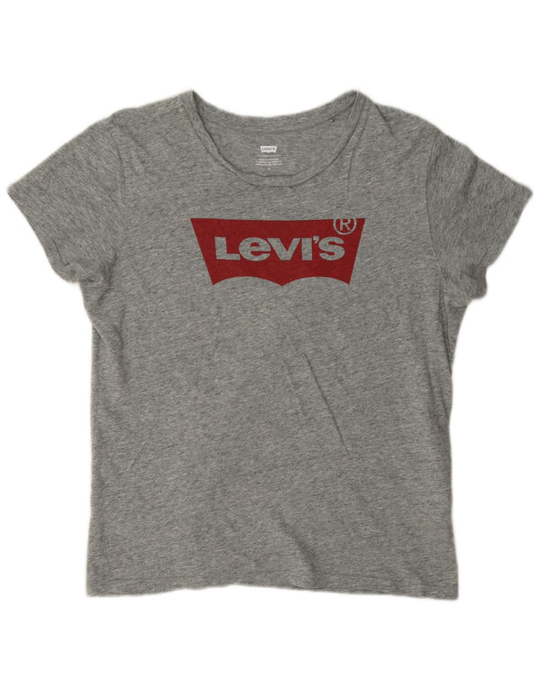 Женская футболка с рисунком Levi's Top UK 14, средний серый хлопок с крапинками