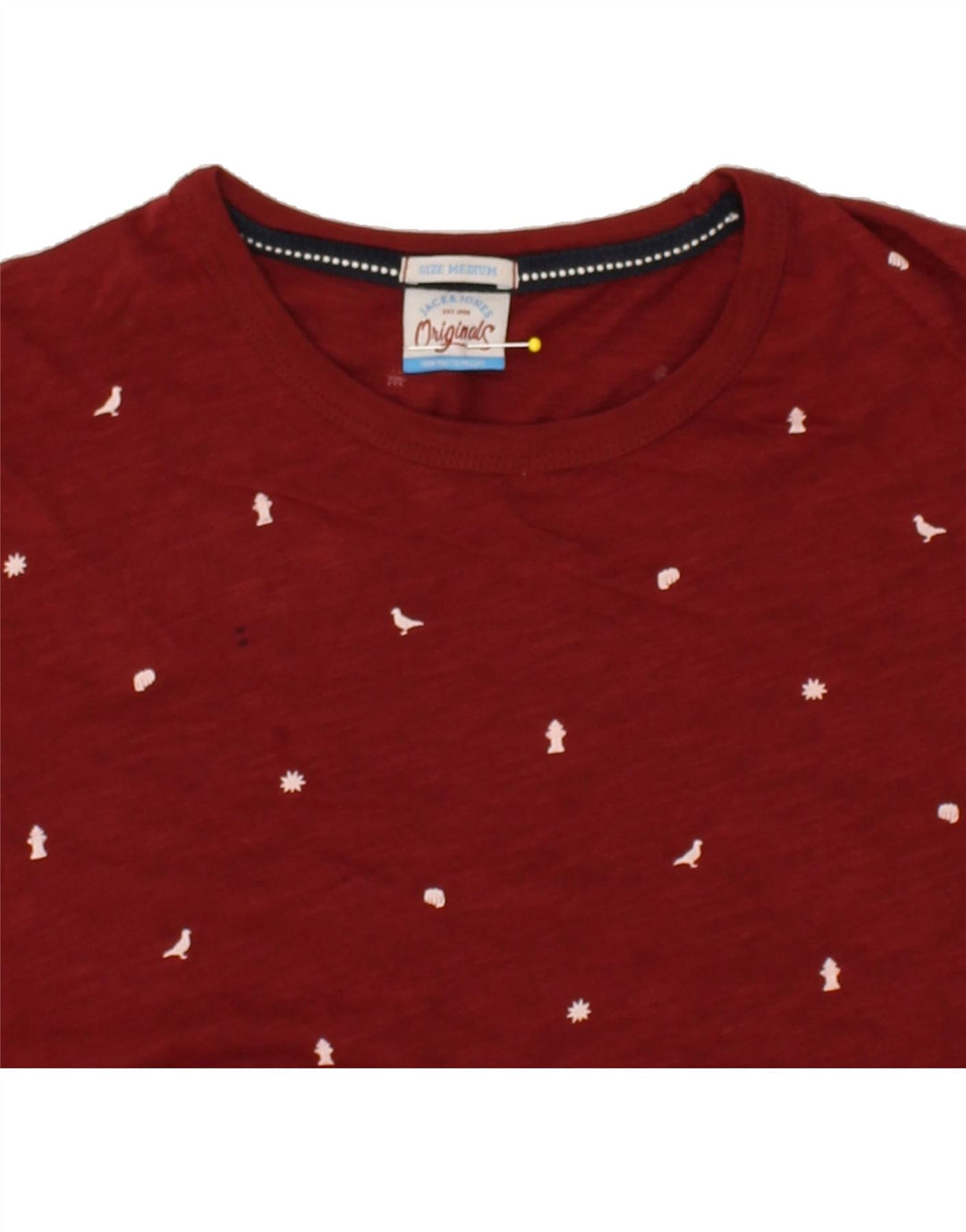 JACK & JONES Mens Originals T-Shirt Top Medium Burgundy Spotted Cotton | Vintage Jack & Jones | Thrift | Second-Hand Jack & Jones | Used Clothing | Messina Hembry 