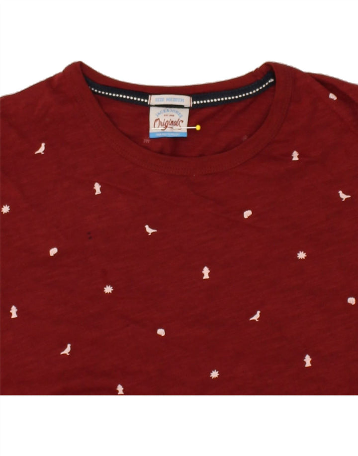 JACK & JONES Mens Originals T-Shirt Top Medium Burgundy Spotted Cotton | Vintage Jack & Jones | Thrift | Second-Hand Jack & Jones | Used Clothing | Messina Hembry 