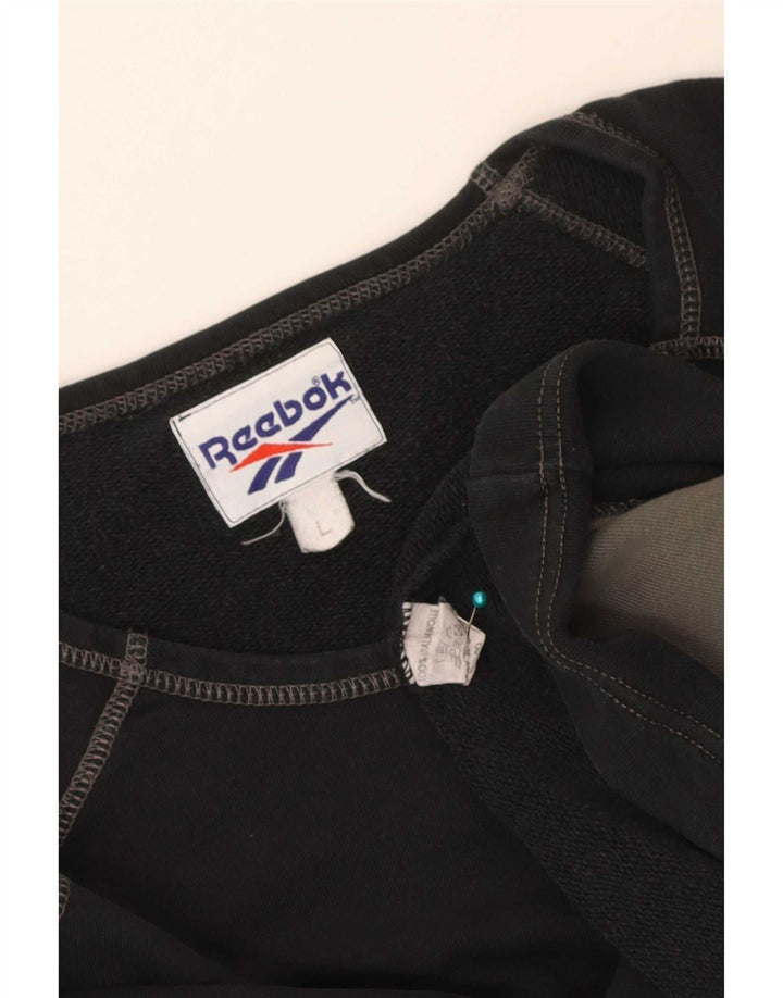 Мужской свитшот Reebok с графическим рисунком, большой черный хлопковый джемпер с цветными блоками
