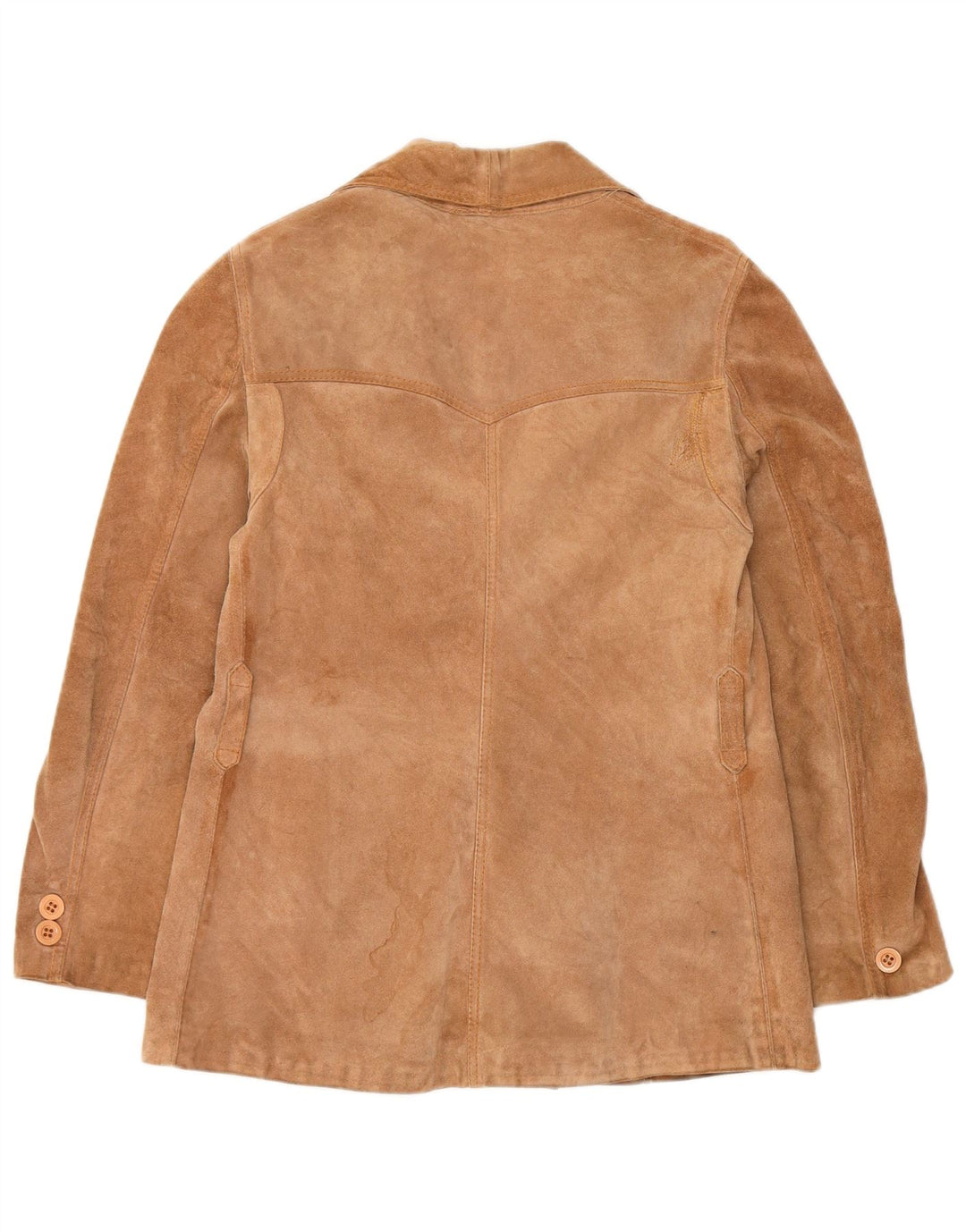 Винтажный женский замшевый пиджак на 3 пуговицах, Великобритания 12, средний коричневый цвет