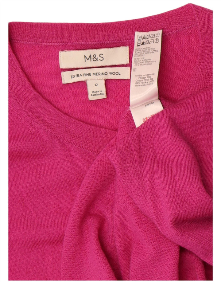 Женский кардиган Marks & Spencer UK 12, средний розовый из мериносовой шерсти