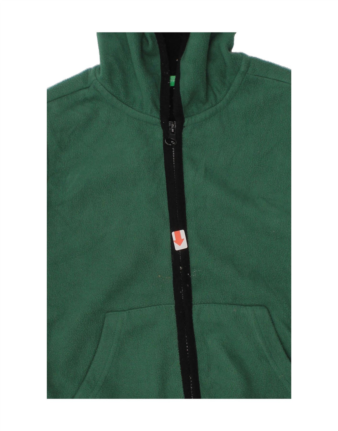 BENETTON Boys Hooded Fleece Jacket 3-4 Years 2XS Green Polyester Vintage Benetton and Second-Hand Benetton from Messina Hembry 