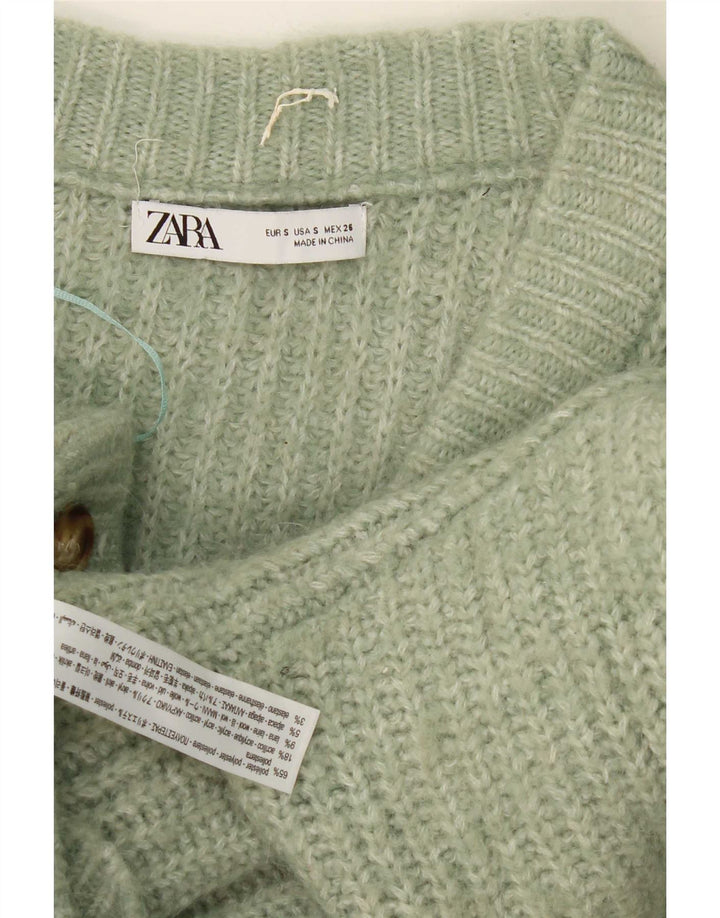 Женский свободный кардиган Zara UK 10, маленький зеленый полиэстер с крапинками