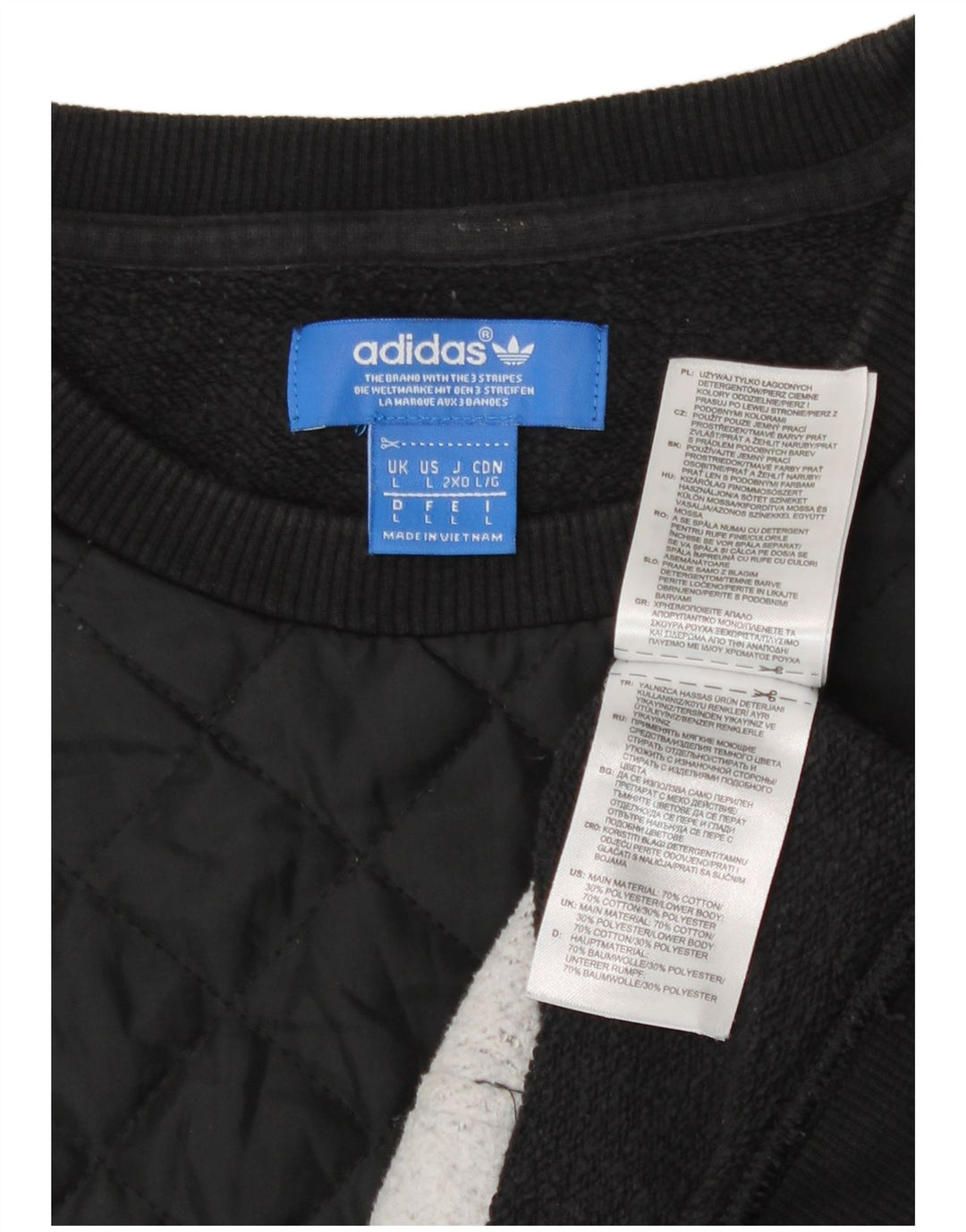 Мужской свитер Adidas, большой черный хлопковый джемпер с цветными блоками