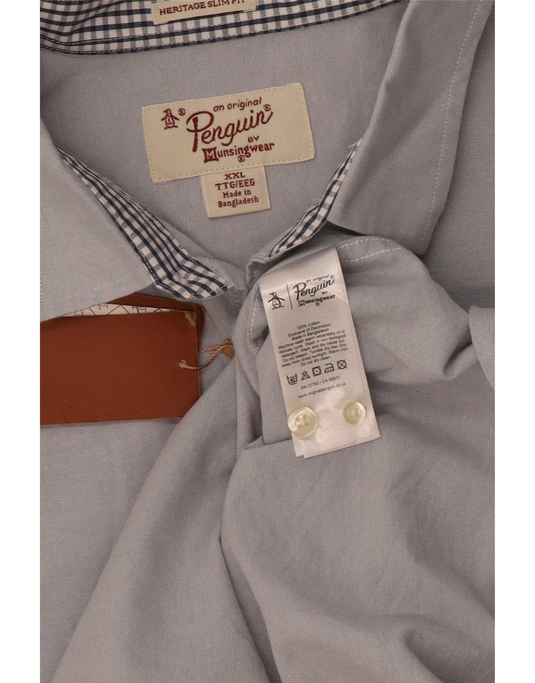 Мужская рубашка приталенного кроя Penguin Heritage 2XL, синяя, хлопок