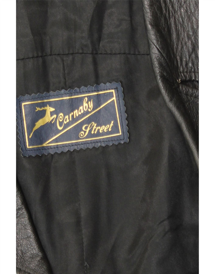 Мужская двубортная кожаная куртка Carnaby Street UK 38 средний черный