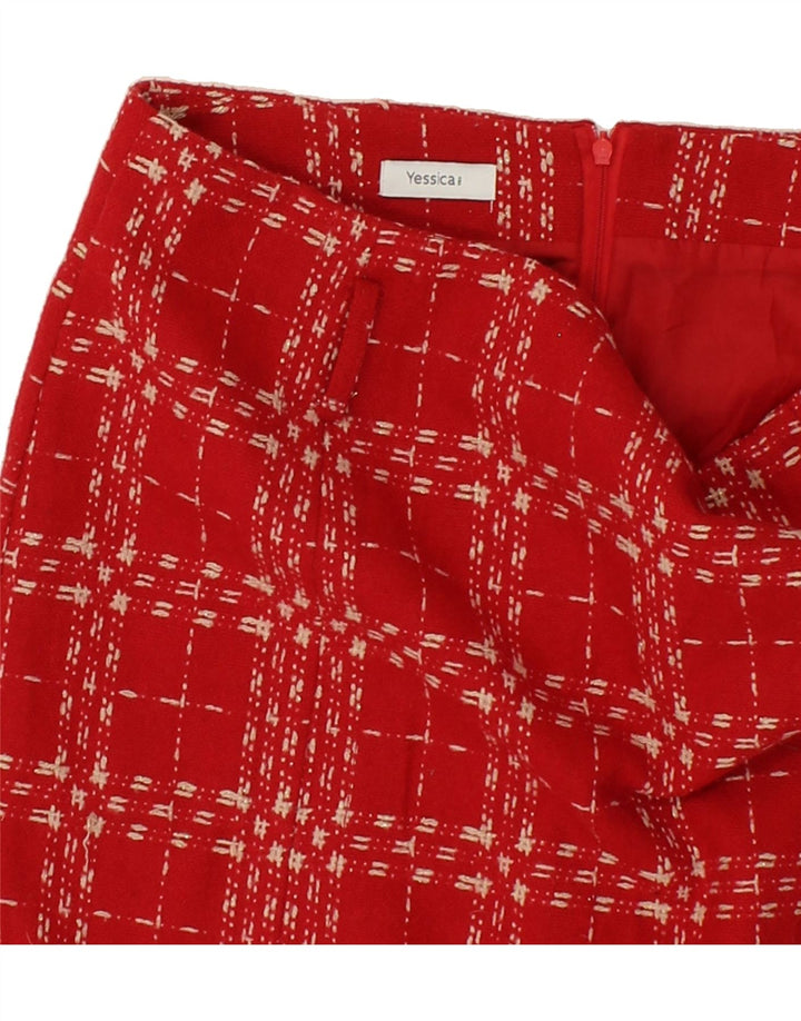 YESSICA Womens Straight Skirt IT 44 Medium W34 Red Check Polyester Vintage Yessica and Second-Hand Yessica from Messina Hembry 