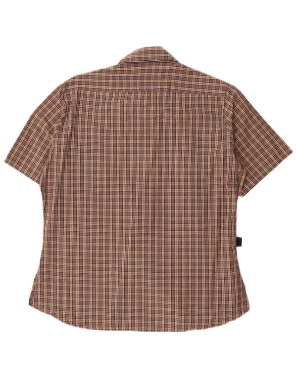 Женская рубашка с коротким рукавом Barbour UK 14, большая коричневая клетка, хлопок