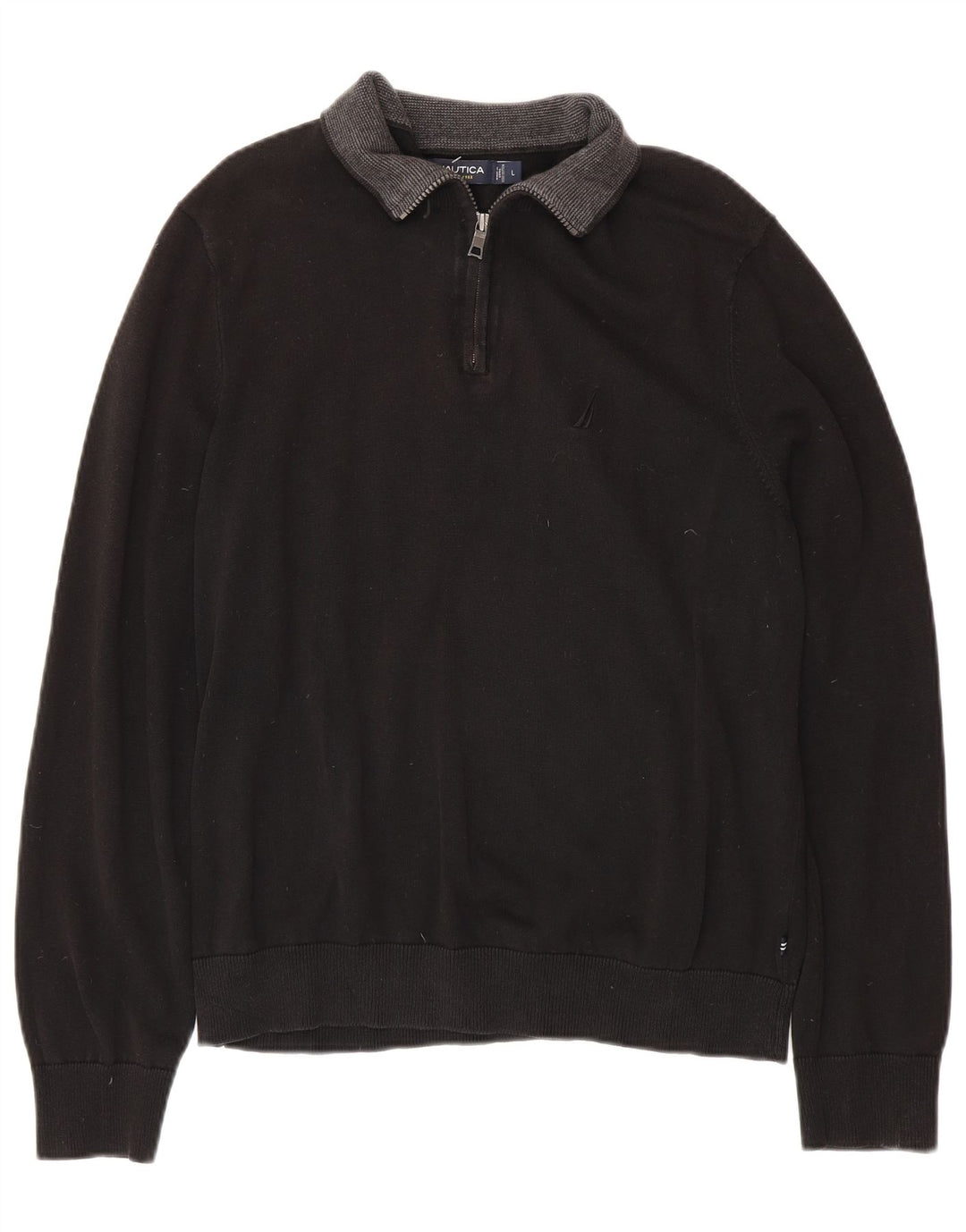 Мужской джемпер NAUTICA с воротником на молнии, большой черный хлопковый свитер