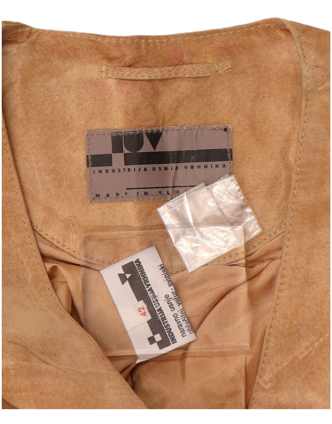 Винтажный женский замшевый жилет IT 42, средний коричневый кожаный