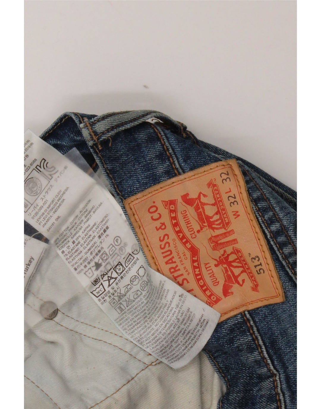 Мужские узкие прямые джинсы Levi's 513 W32 L32 синие, хлопок