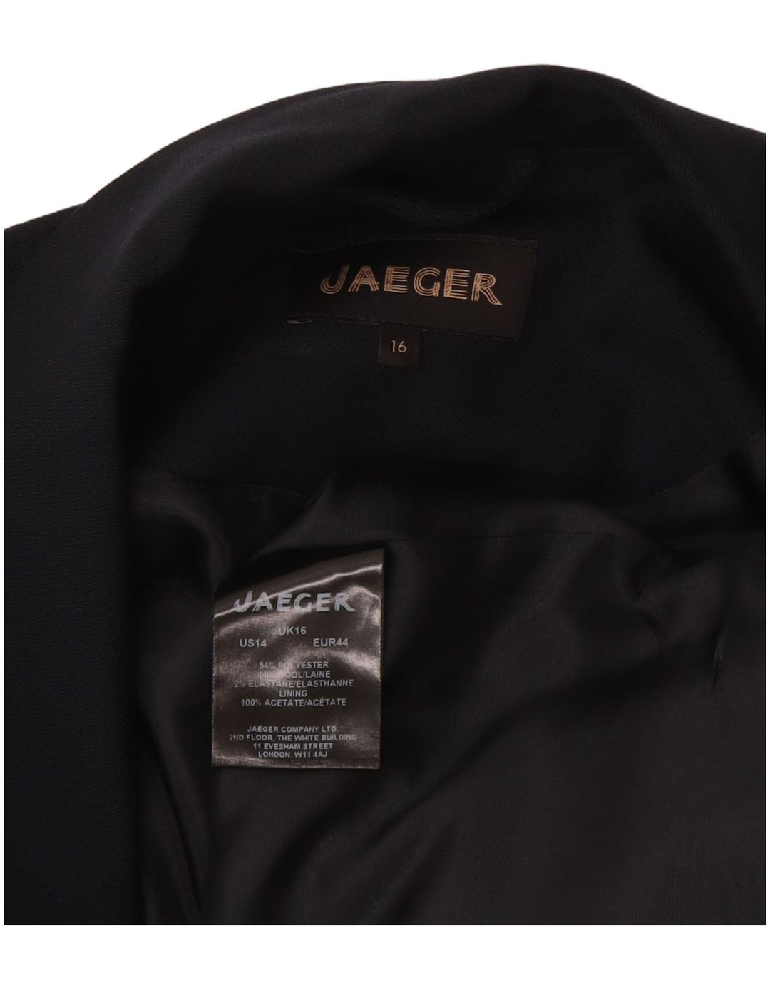 Женский удлиненный пиджак без рукавов Jaeger UK 16, большой темно-синий