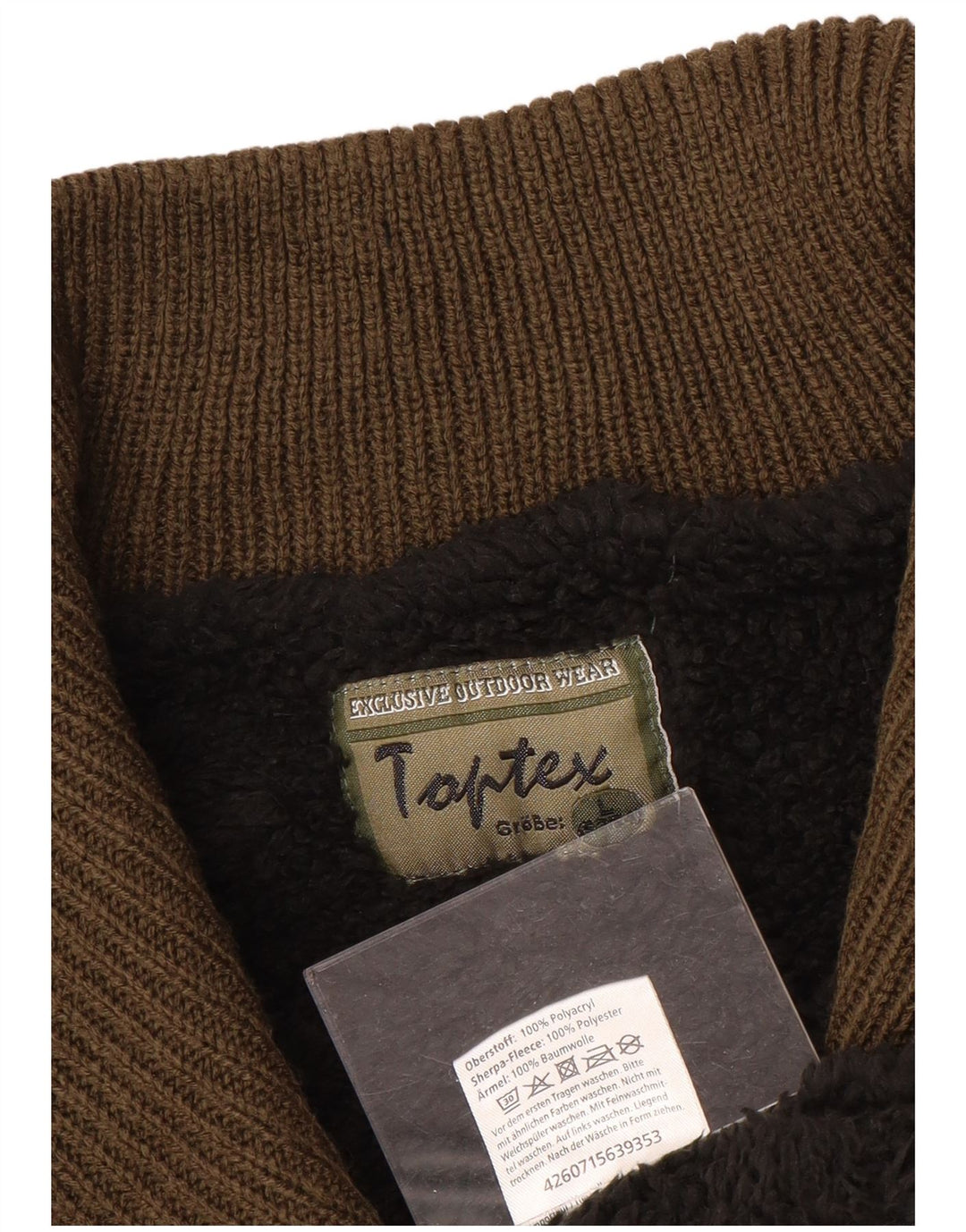 VINTAGE Мужской джемпер с воротником на молнии IT 52/54 Большой коричневый полиакрил