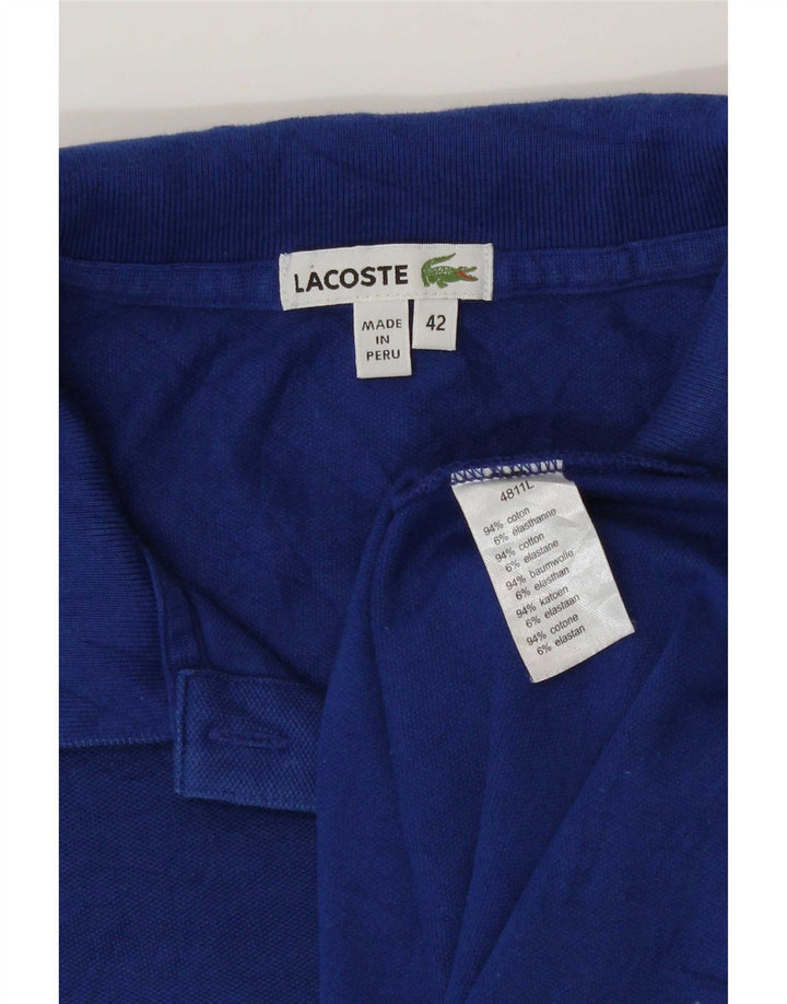Женская рубашка-поло Lacoste, размер 42, большая синяя, хлопок