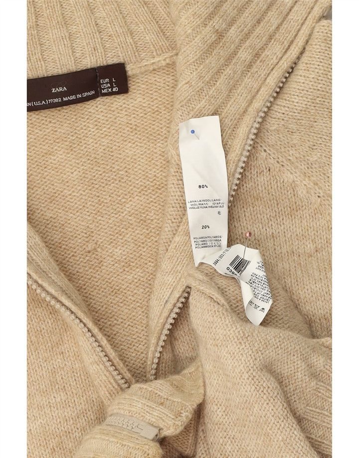 Мужской кардиган Zara, большой бежевый шерстяной свитер