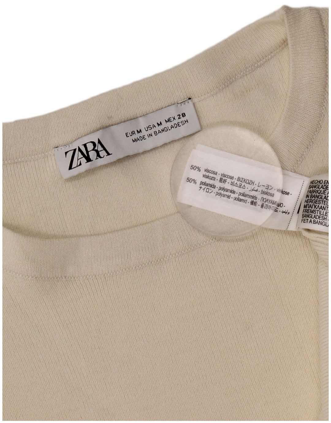 Женская футболка оверсайз Zara Top UK 14 Medium Off White из вискозы