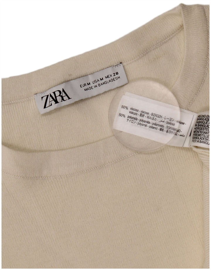 Женская футболка оверсайз Zara Top UK 14 Medium Off White из вискозы