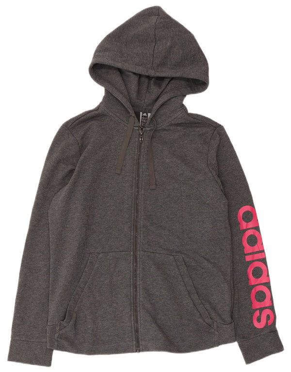 Женский свитер с капюшоном и молнией Adidas Regular Fit, Великобритания, 16, большой серый