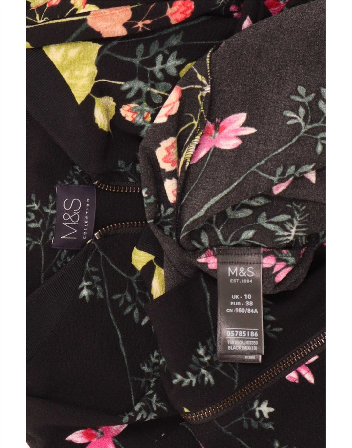 Женский бомбер оверсайз Marks & Spencer UK 10, маленький черный с цветочным принтом