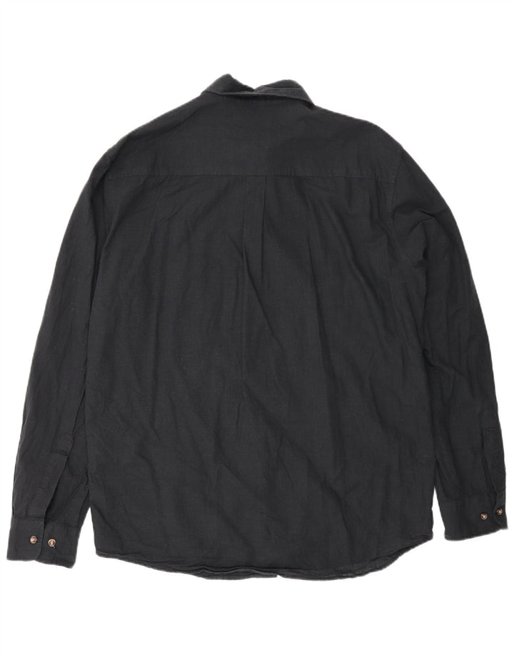 Мужская рубашка Jack & Jones из хлопка среднего размера, черная