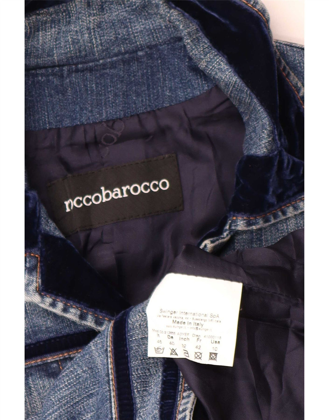 Женская джинсовая куртка Roccobarocco IT 46, большая синяя, хлопок
