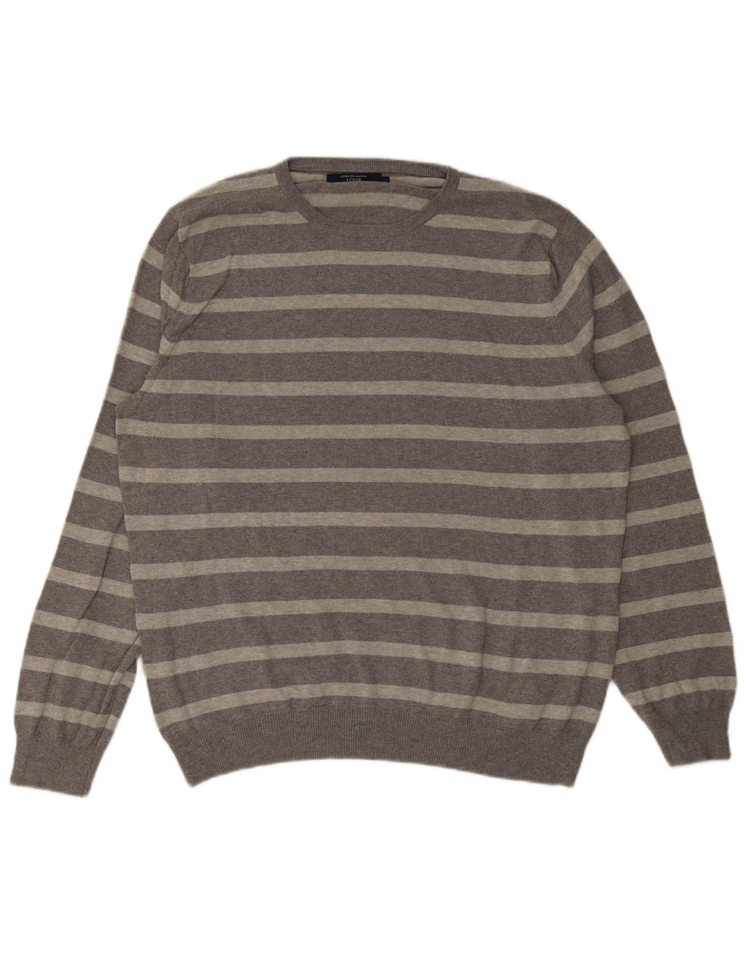 Мужской джемпер с круглым вырезом J. Crew, хлопковый свитер в большую серую полоску