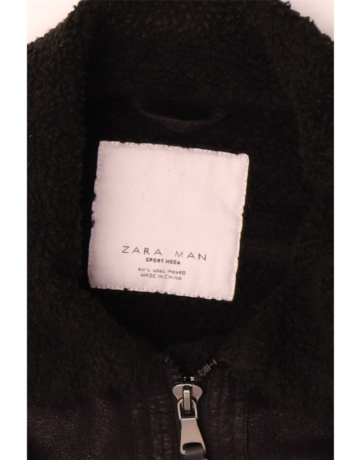 Мужская куртка-шерпа Zara UK 40, большая черная
